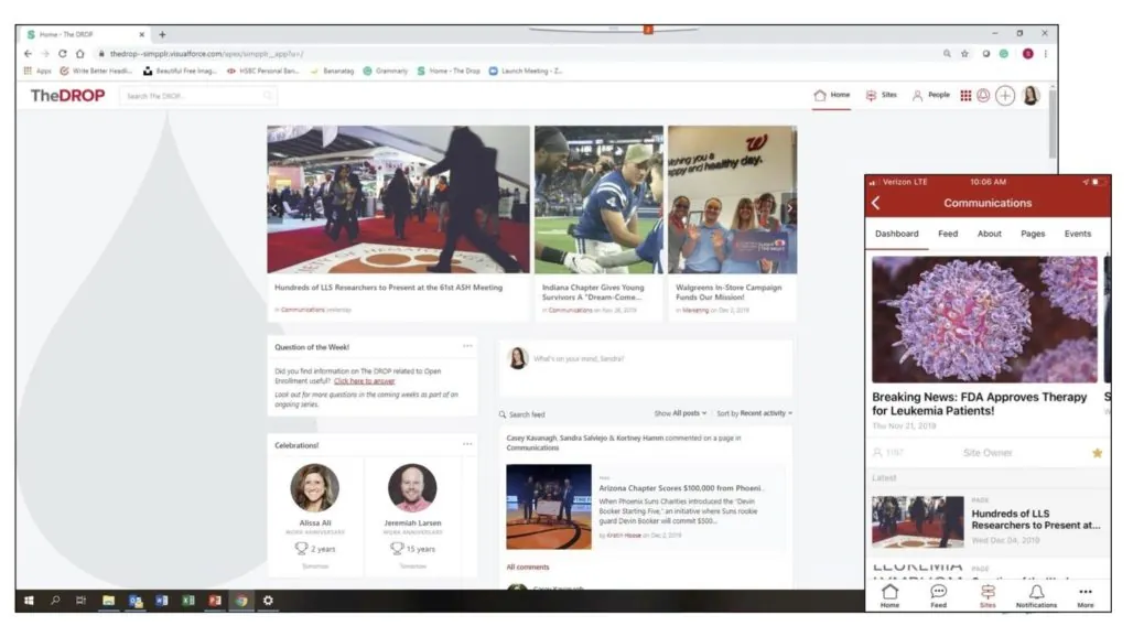 One Identity - TheDrop Simpplr intranet homepage