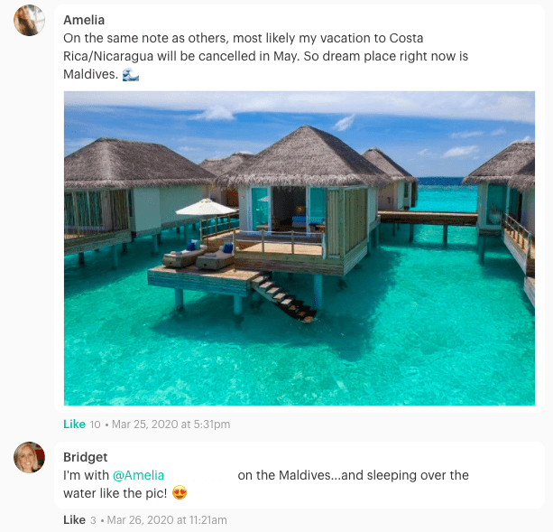 Intranet use case : Comments on dream vacation spots