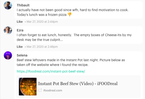 Intranet use case : Comments regarding lunch options