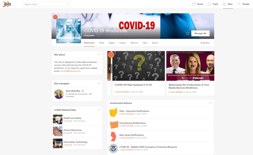 Simpplr case study - intranet site example of RETTEW