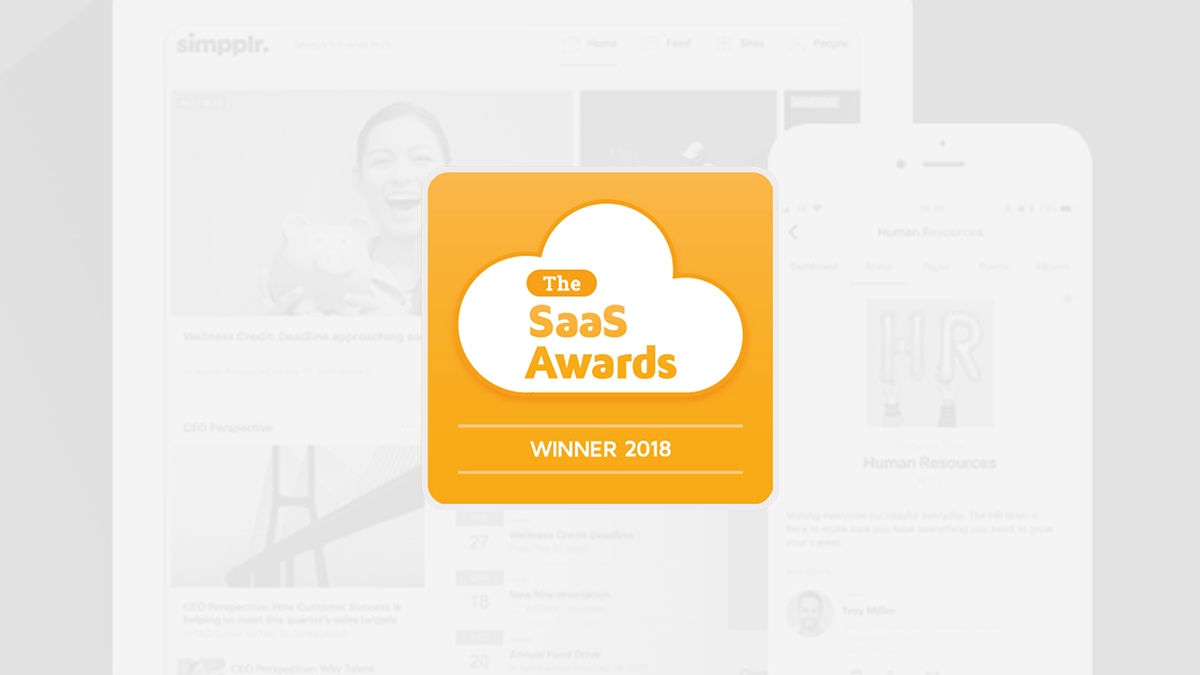 Simpplr Named Winner of the 2018 SaaS (Software-as-a-Service) Awards