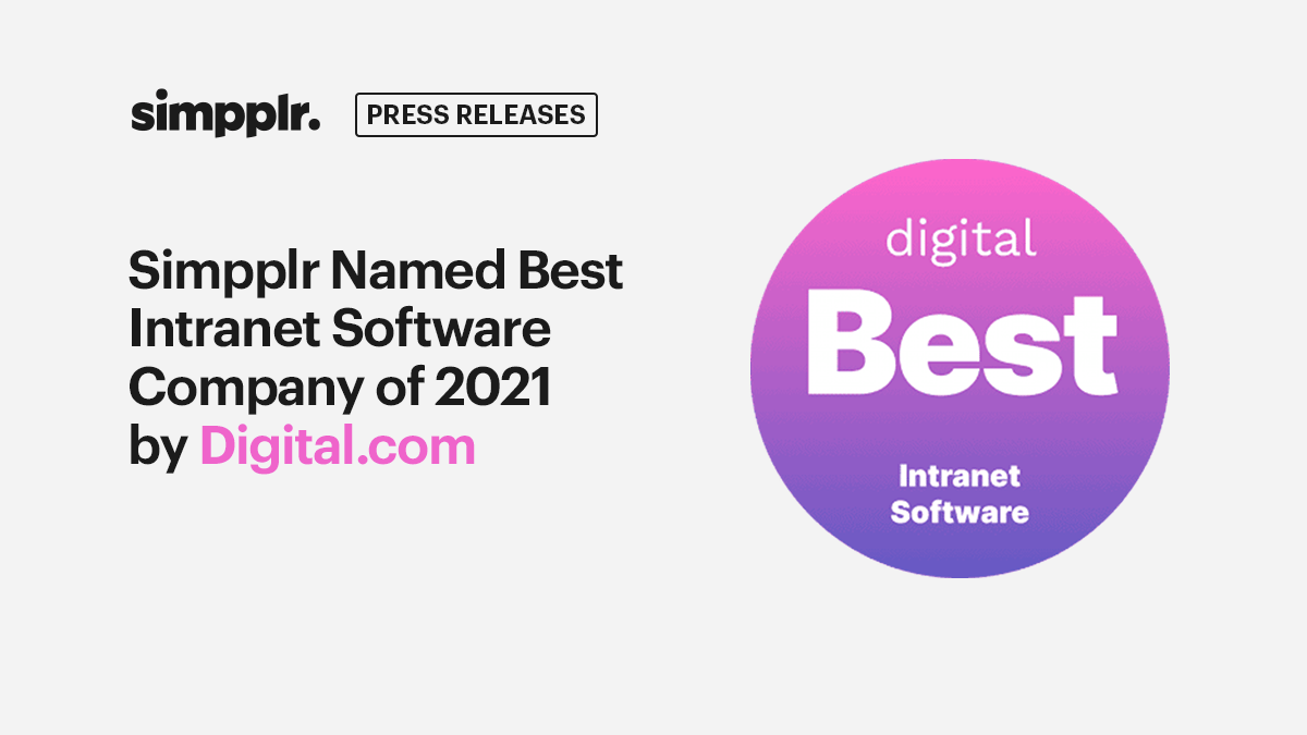 Simpplr Named Best Intranet Software Company of 2021 by Digital.com