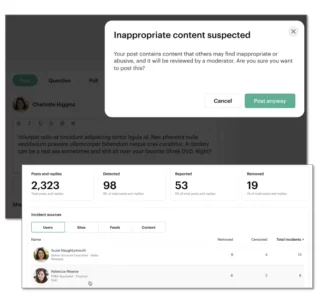 Simpplr summer release: intranet screenshot of reviewing and monitoring user-generated content on online platforms