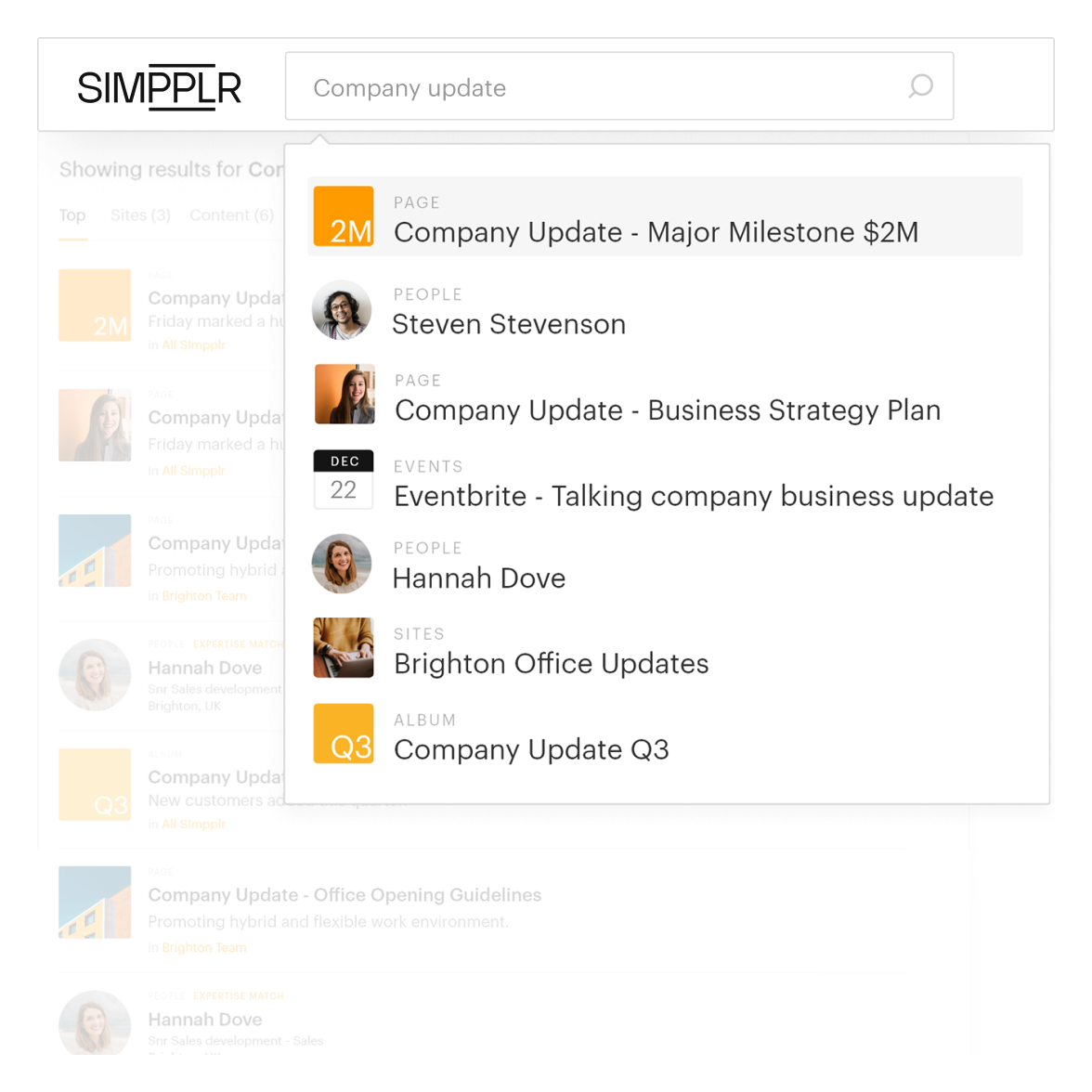 Simpplr product federated search