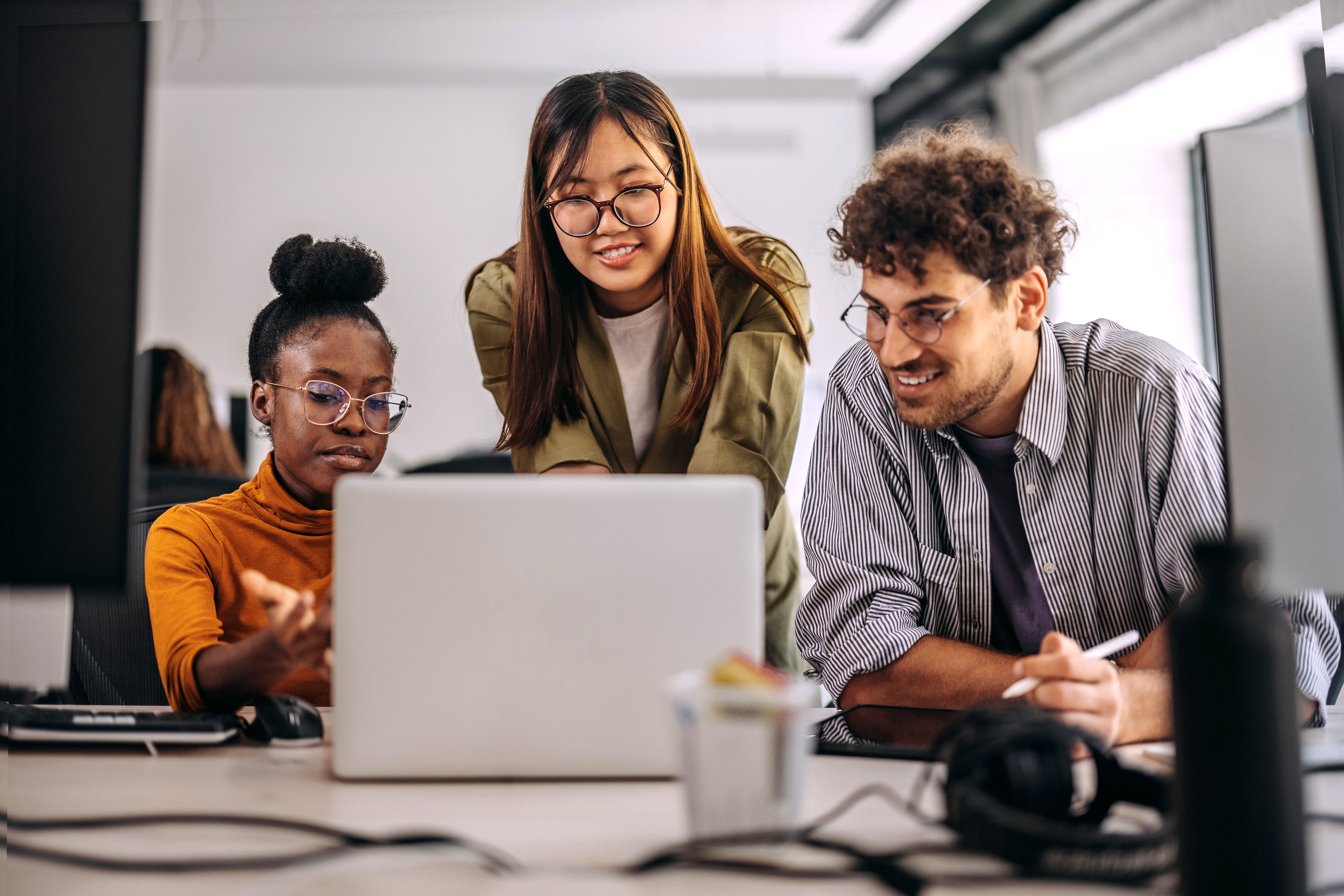 Group of three conducting an internal communications audit
