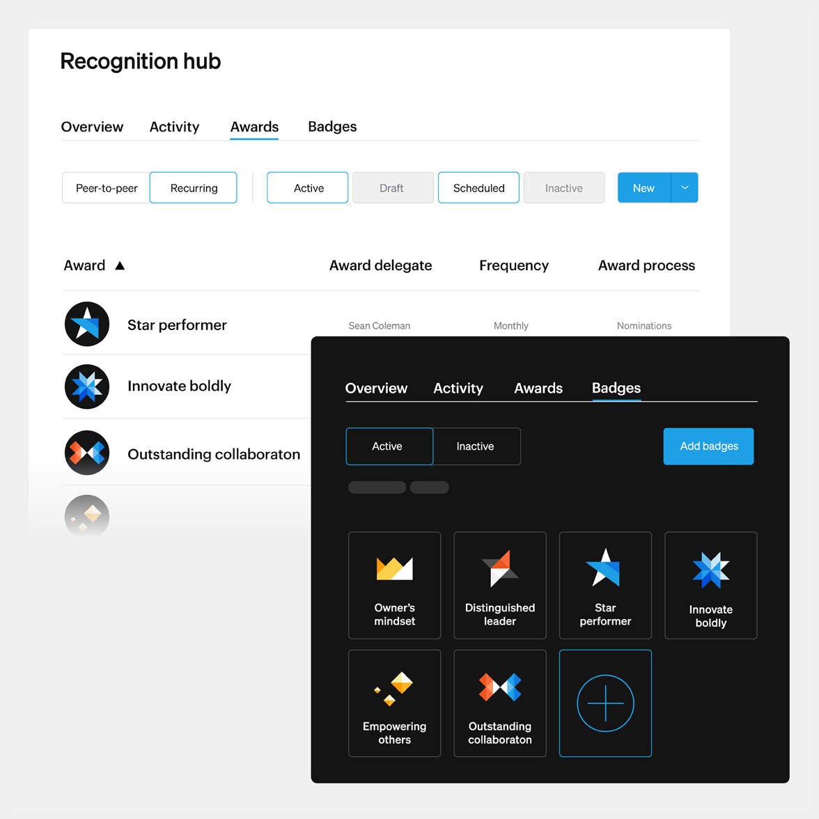 Simpplr product screenshot employee recognition hub awards