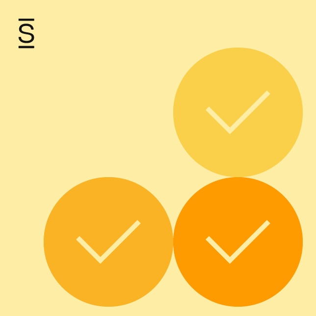 HR challenges - three circles with white checkmarks (three different colors, yellow, light orange, dark orange circles)