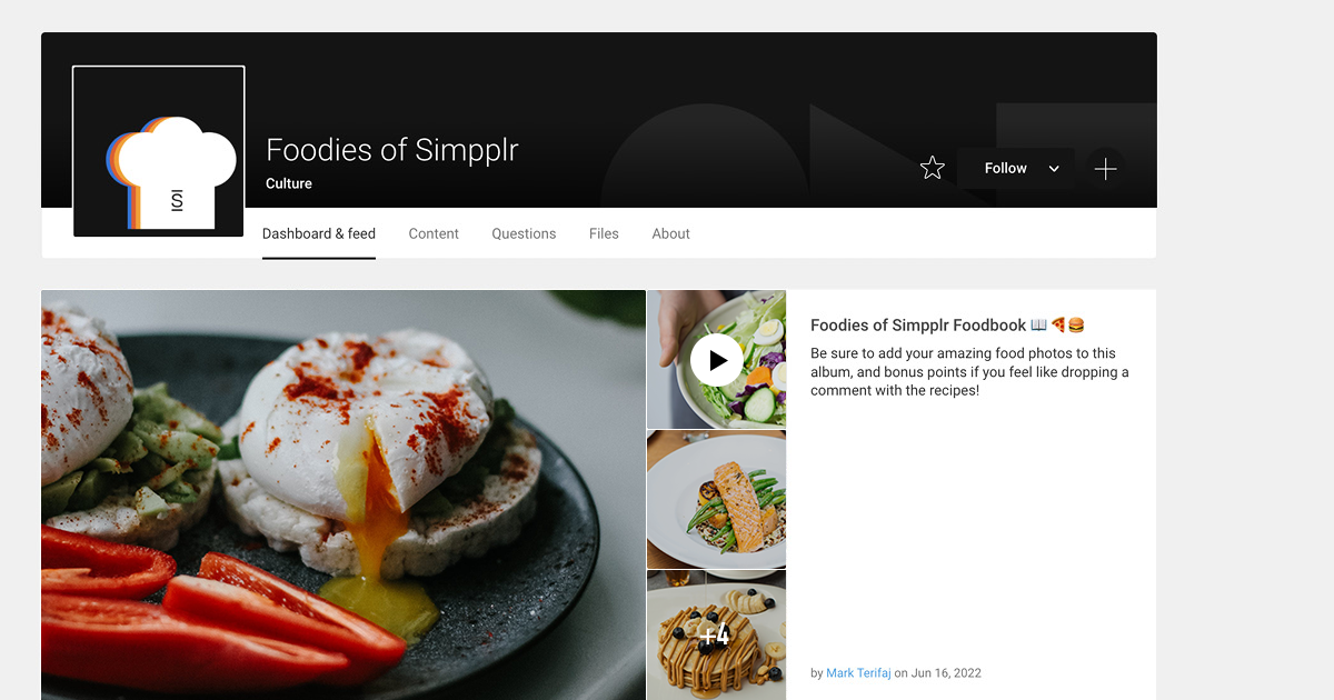 Intranet employee engagement - Foodies of Simpplr culture page as example of building communities for employees