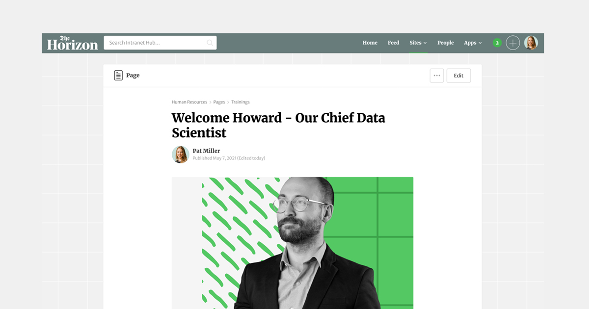 Intranet best practices - article announcing hire of new chief data officer