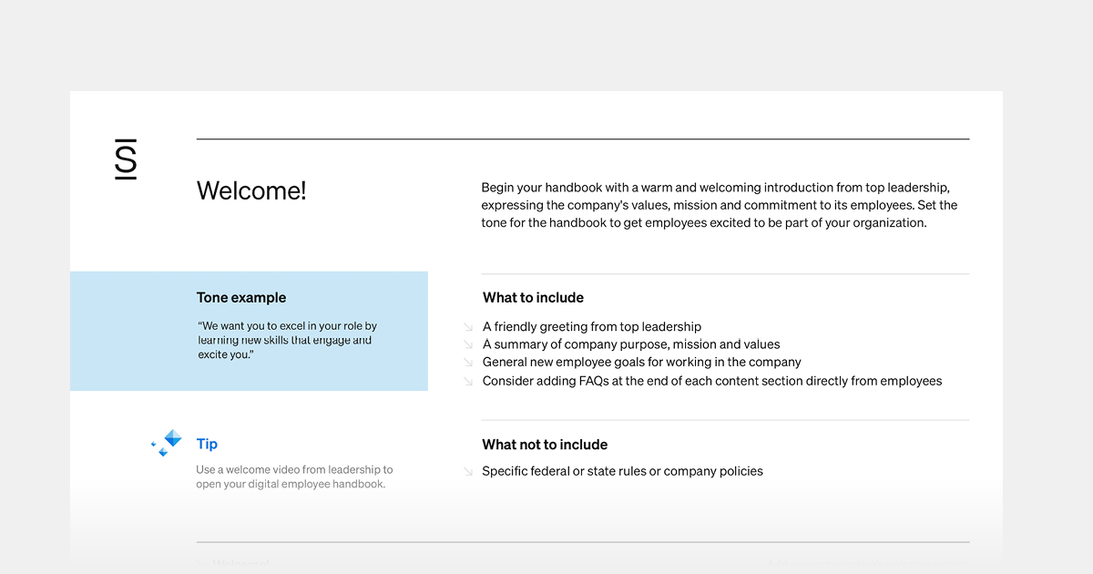 Onboard New Employees - Guidelines for Welcome Page of Employee Handbook