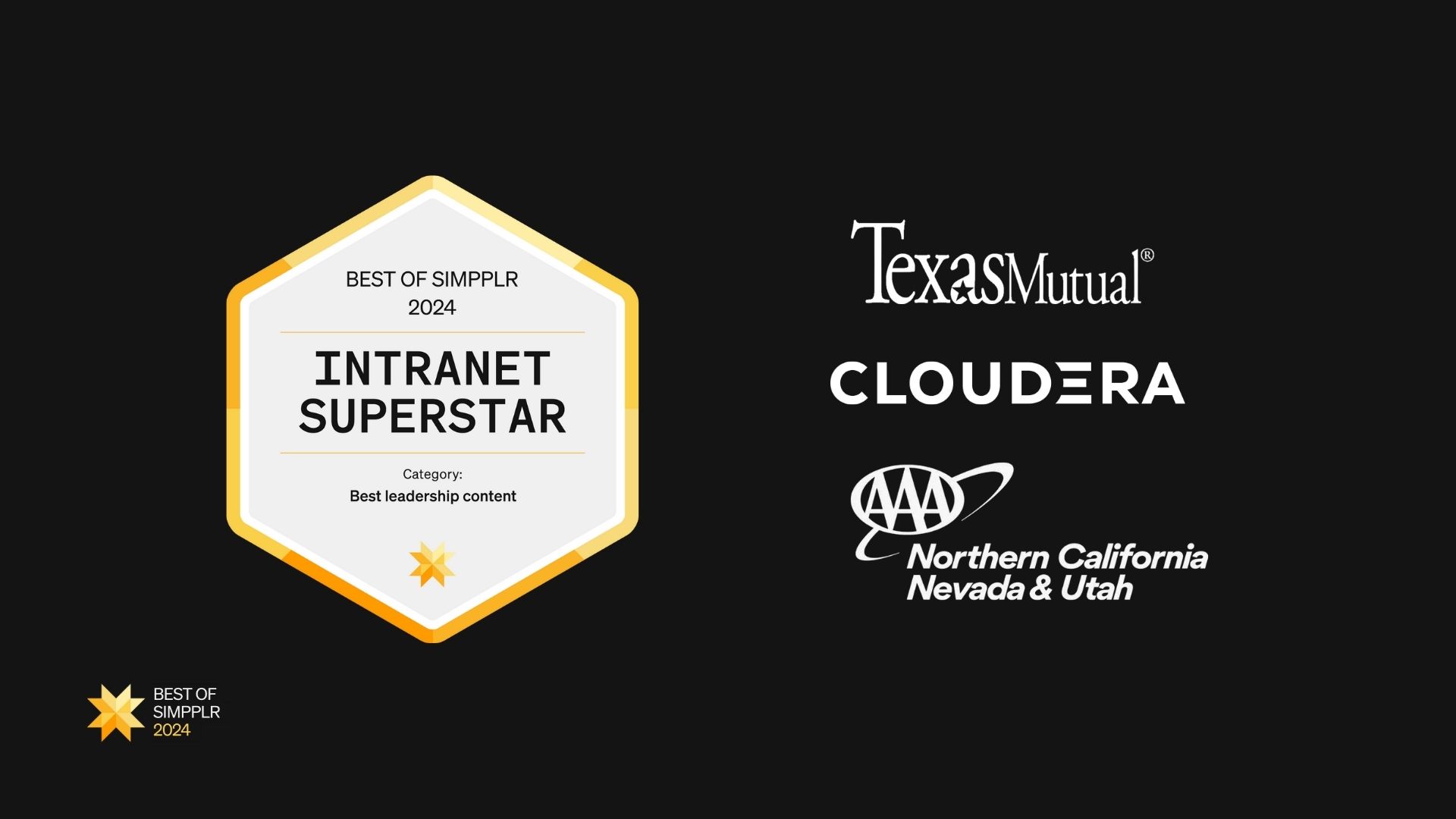 Best of Simpplr 2024 intranet contest winners - Best leadership content: TexasMutual, Cloudera, AAA Northern California, Nevada and Utah