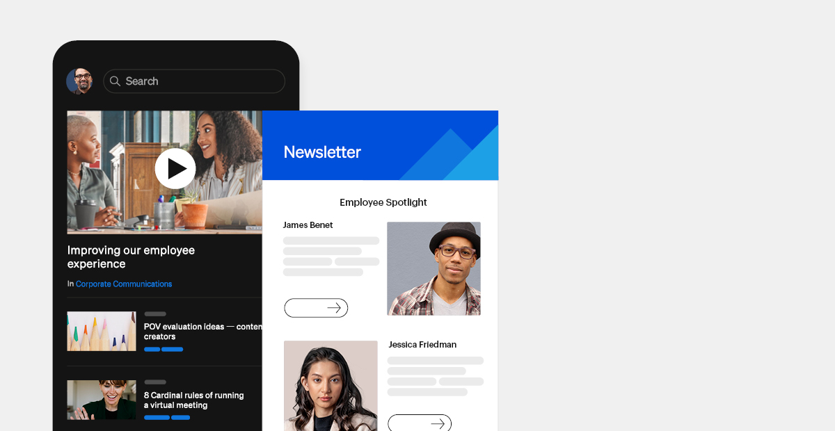 Employee experience - screenshot of Simpplr mobile intranet employee newsletter