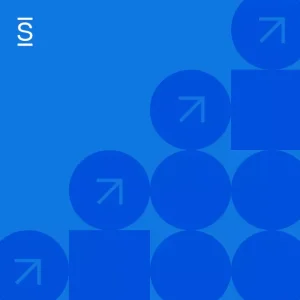 Intranet - blue background with dark blue circles and dark blue squares