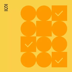 Intranet content - yellow background with orange circles and orange squares