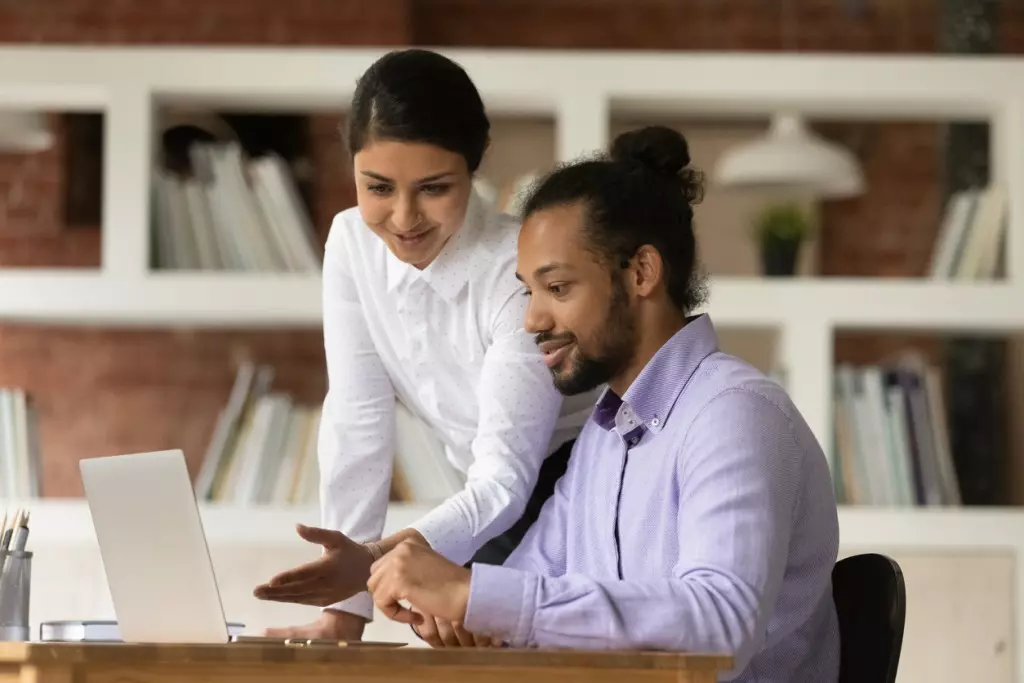Manager giving feedback to an employee