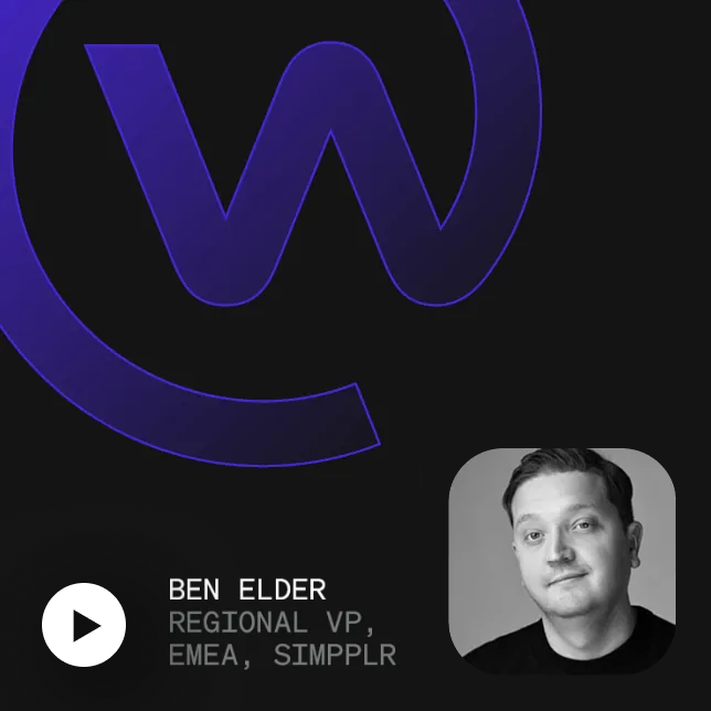 Simpplr video - Workplace logo with photo of Ben Elder