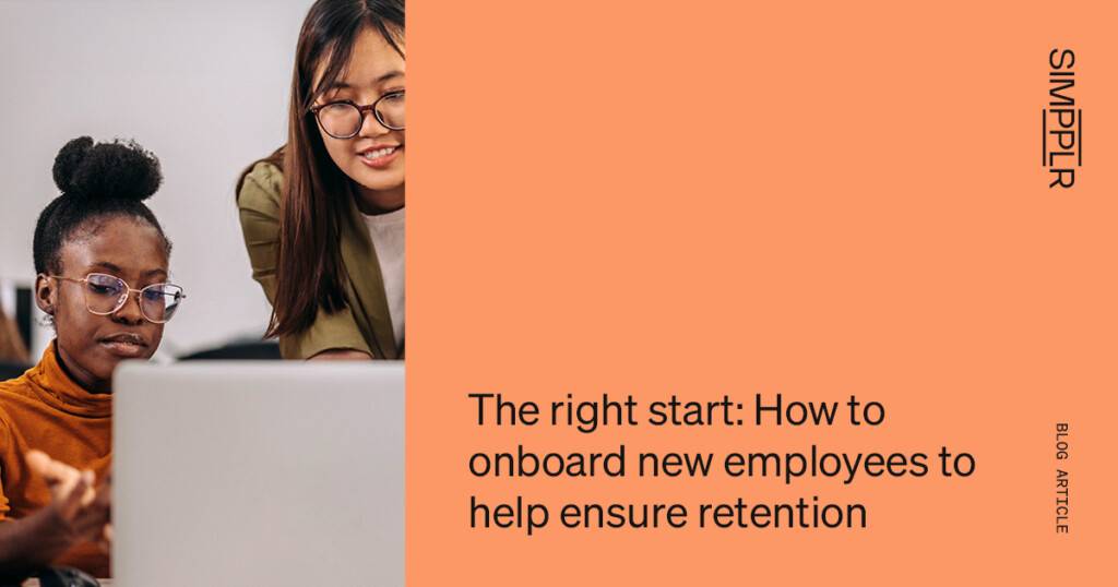 Simpplr ebook - The right start: How to onboard new employees to help ensure retention.