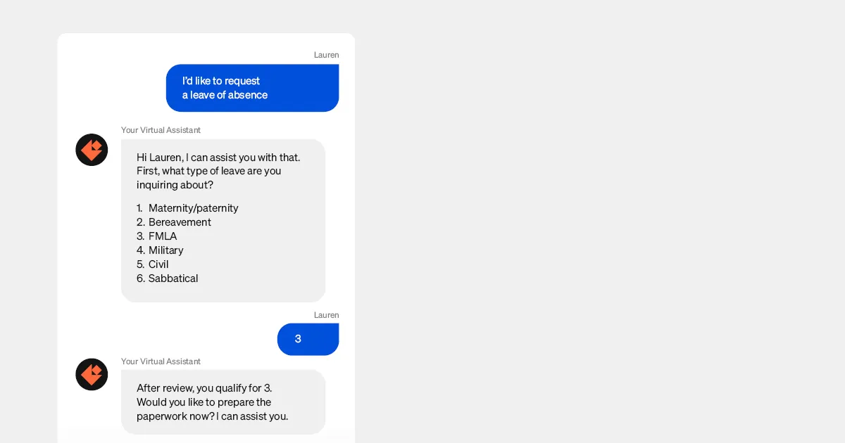 GenAI for productivity - AI-driven virtual assistant helping with request for leave of absence