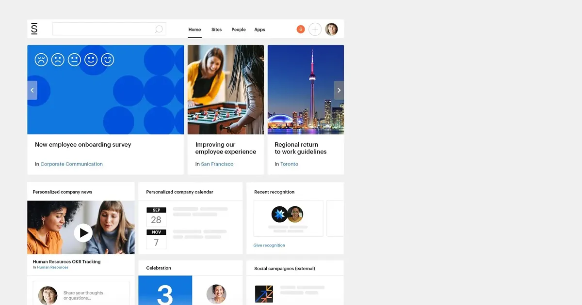 EX for IC - Simpplr intranet homepage