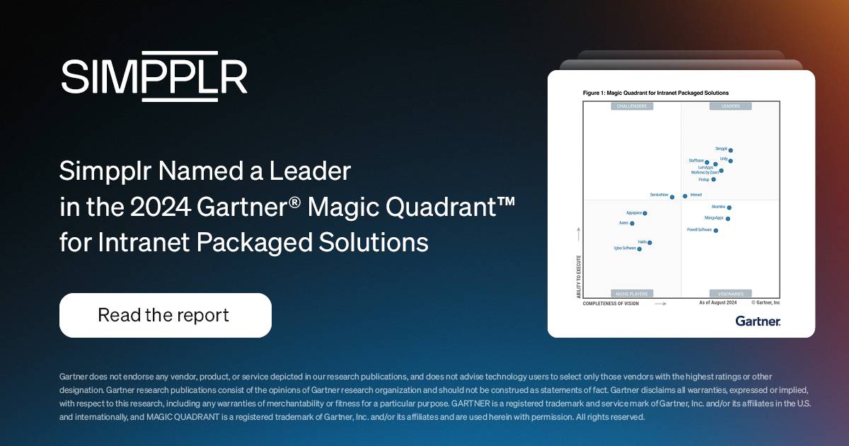 Simpplr Gartner Magic Quadrant Intranet Solutions