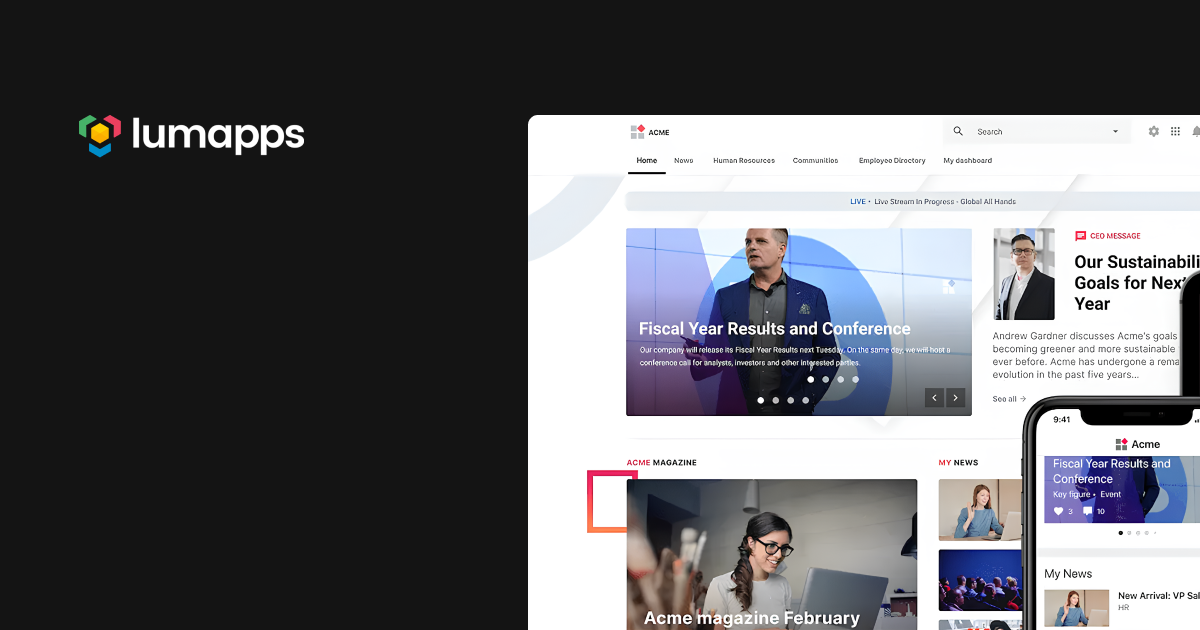 Internal communication software: LumApps homepage