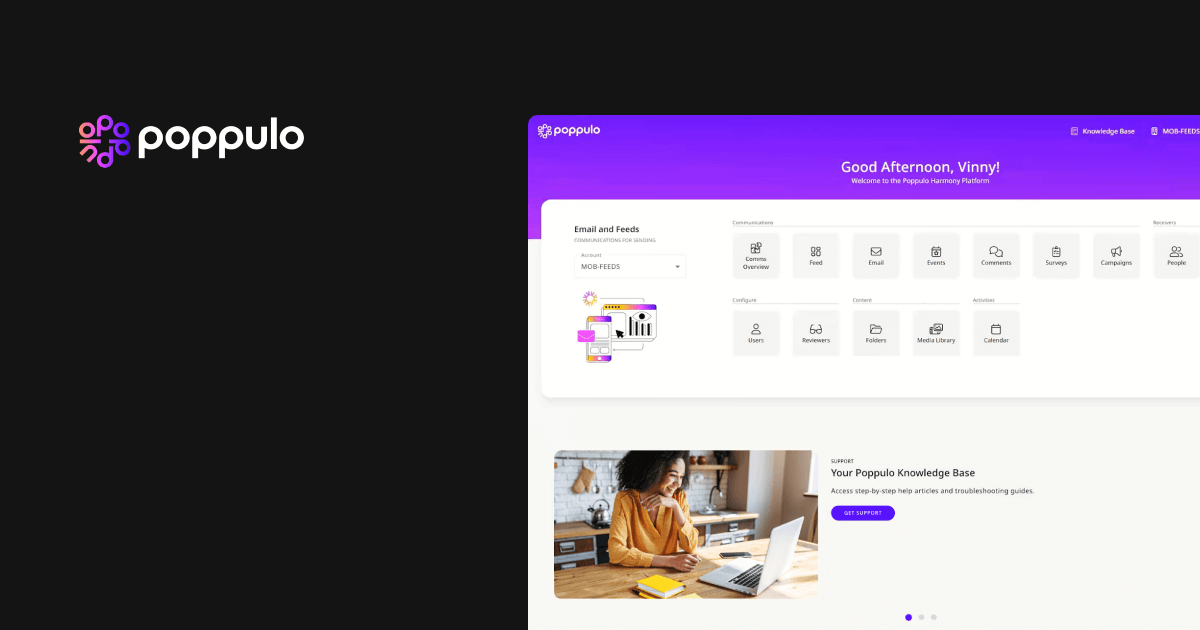 Internal communication software: Poppulo homepage