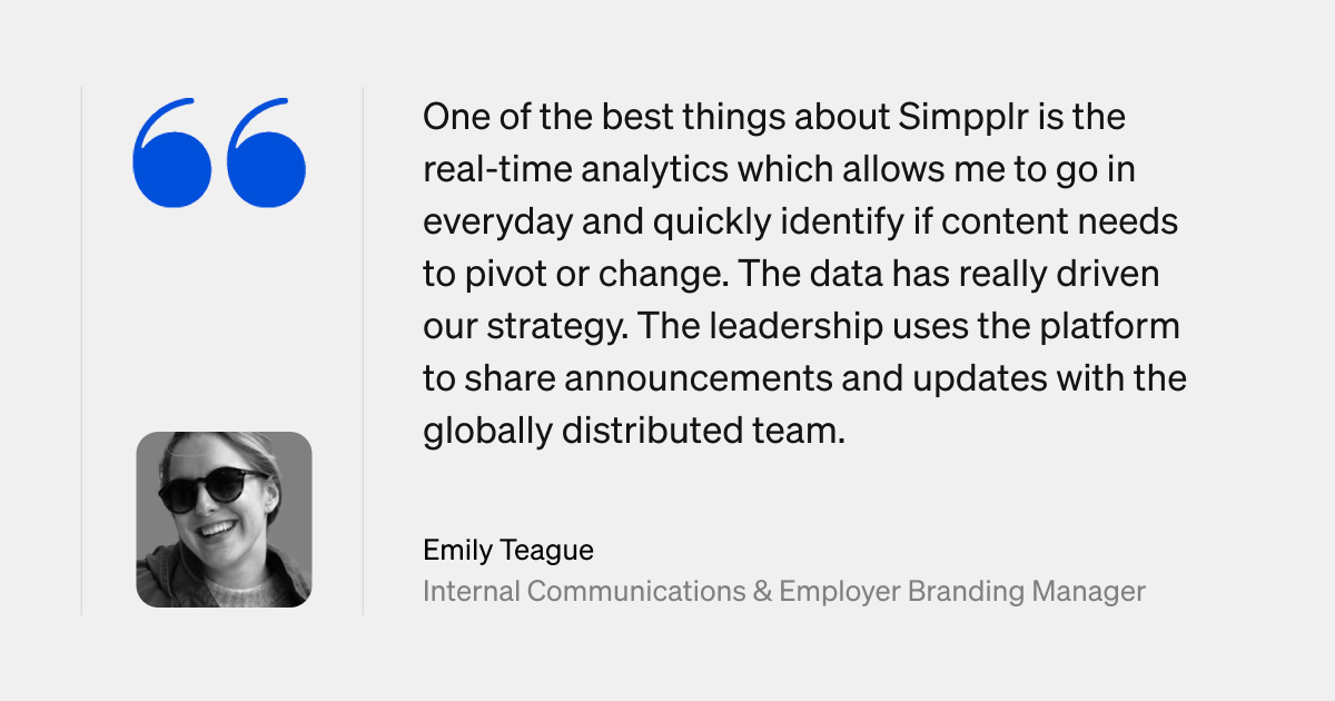 Simpplr real-time analytics helps leadership teams to understand employee needs.