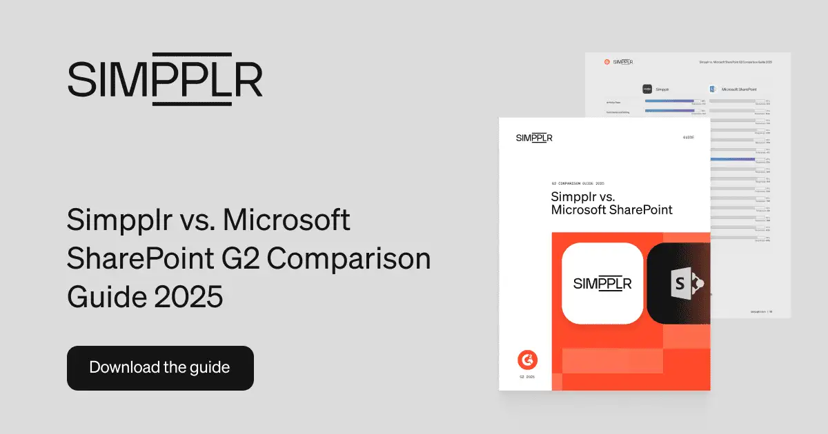 Simpplr vs Microsoft Sharepoint (top Simpplr alternative) G2 Comparison Guide