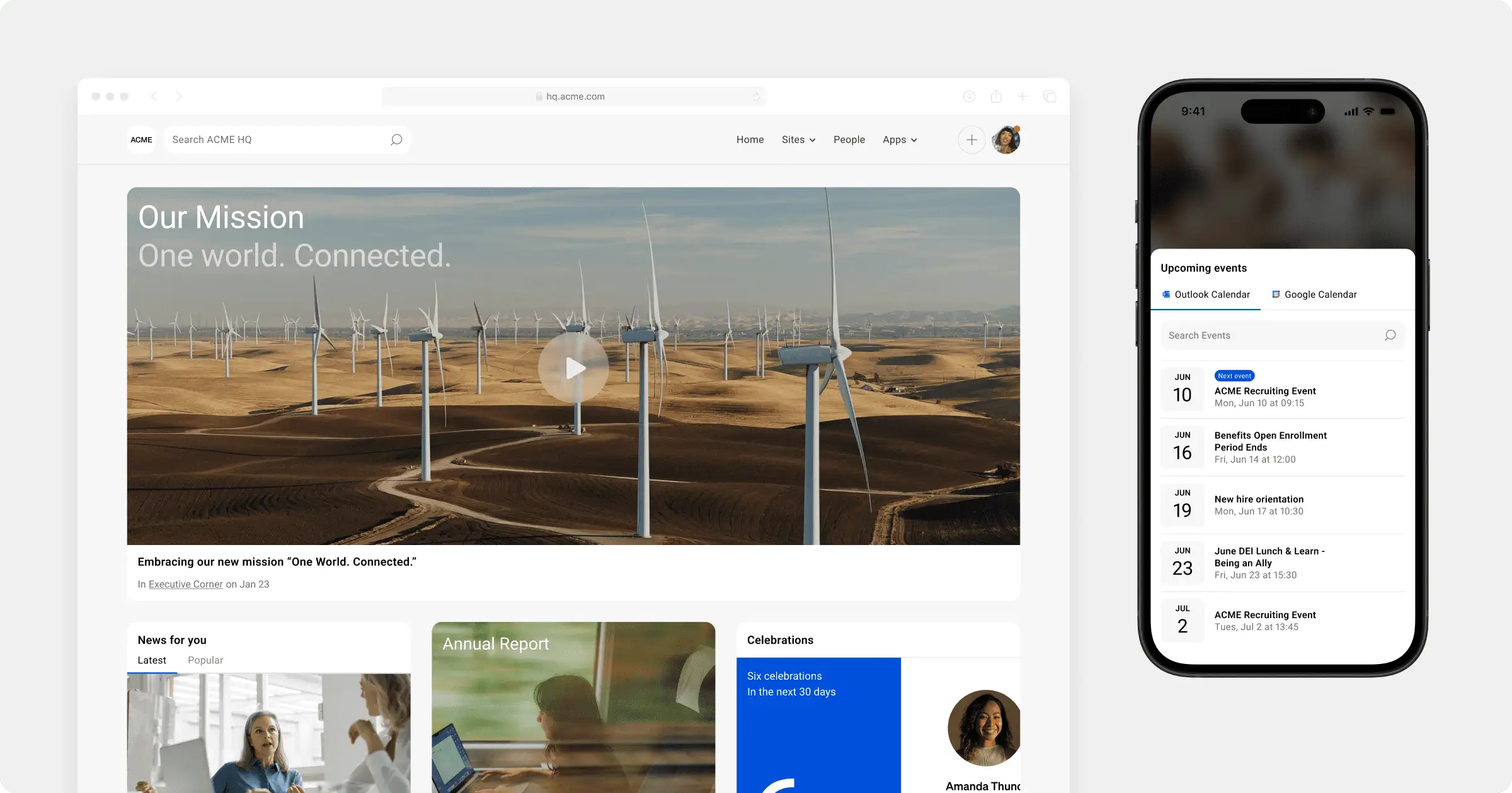 Simpplr Modern Intranet - homepage desktop and mobile
