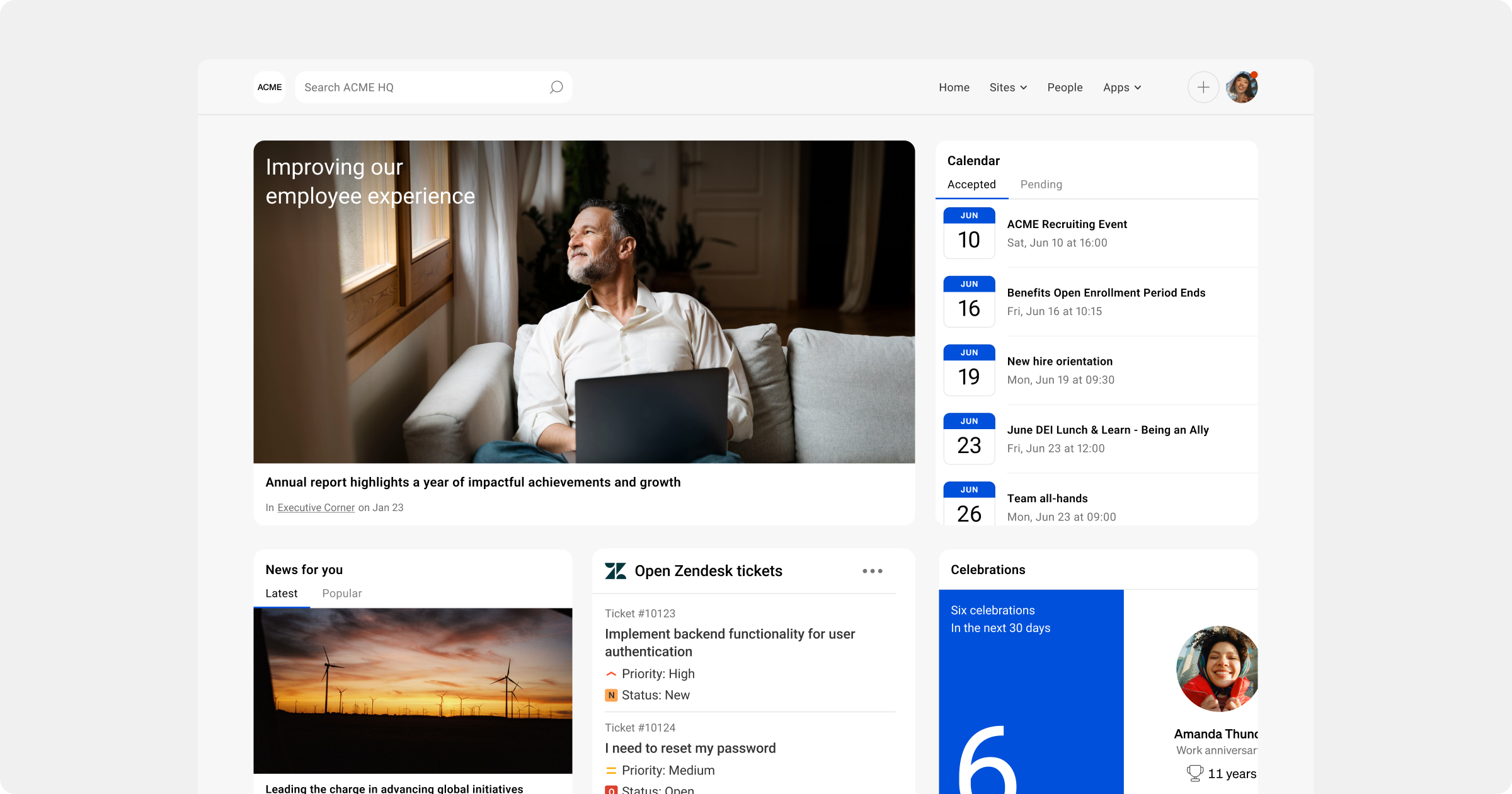 Simpplr intranet homepage