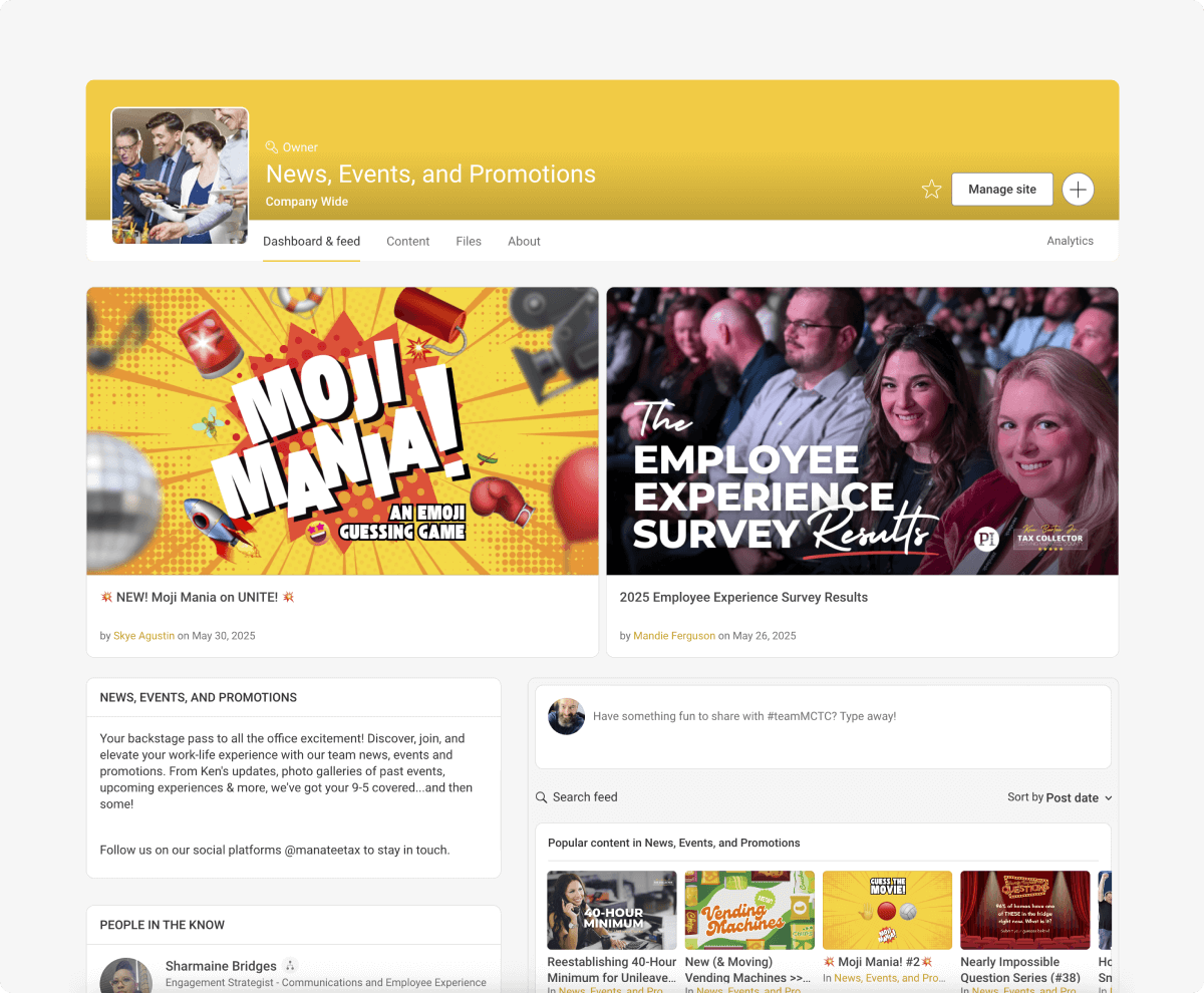 Manatee County Tax Collector transformed internal communication and productivity with Simpplr intranet.