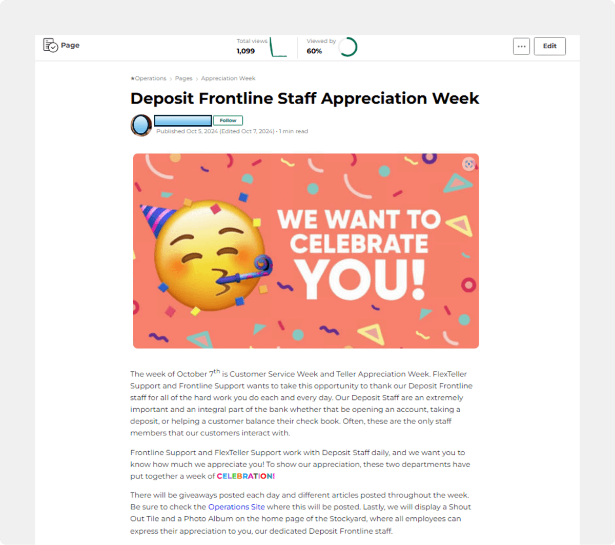 Frontline staff appreciation week in Stockman Bank