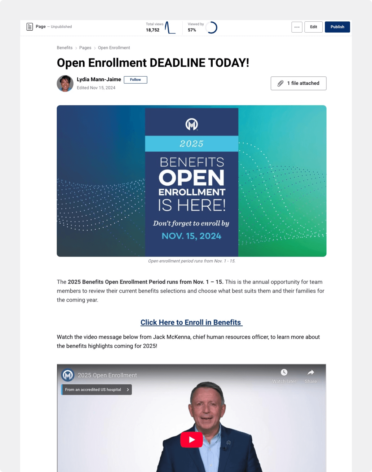 Moffitt Cancer Center uses MoffittNet to feature newsletters and updates on the homepage carousel