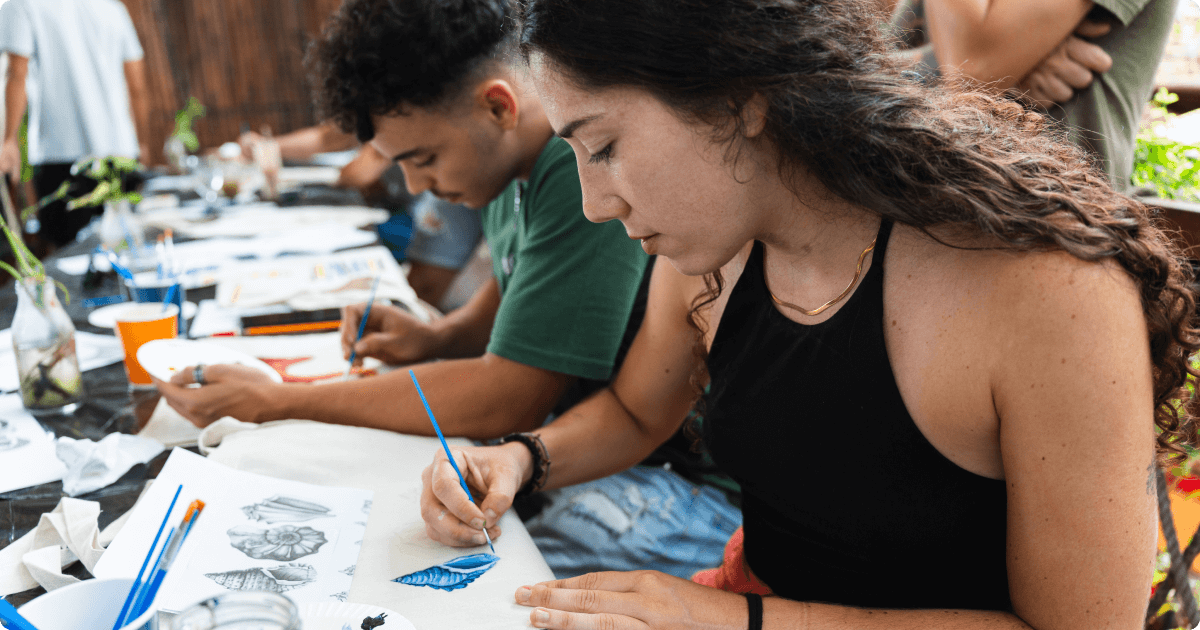 Employees engaging in painting as a hobby
