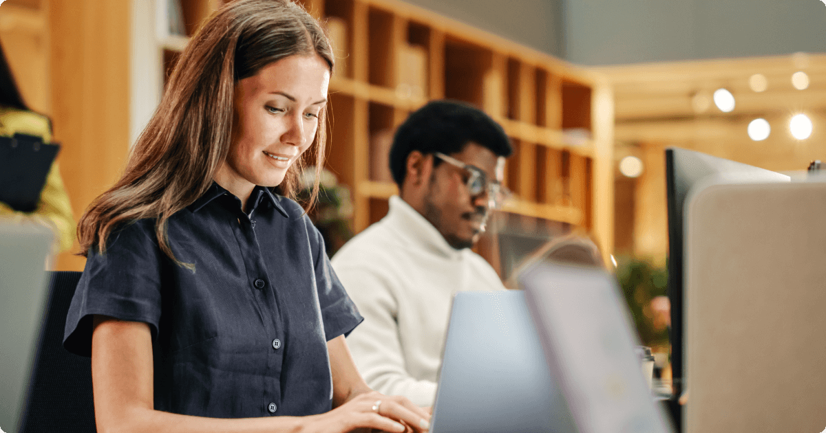 Employees taking in information via modern intranet