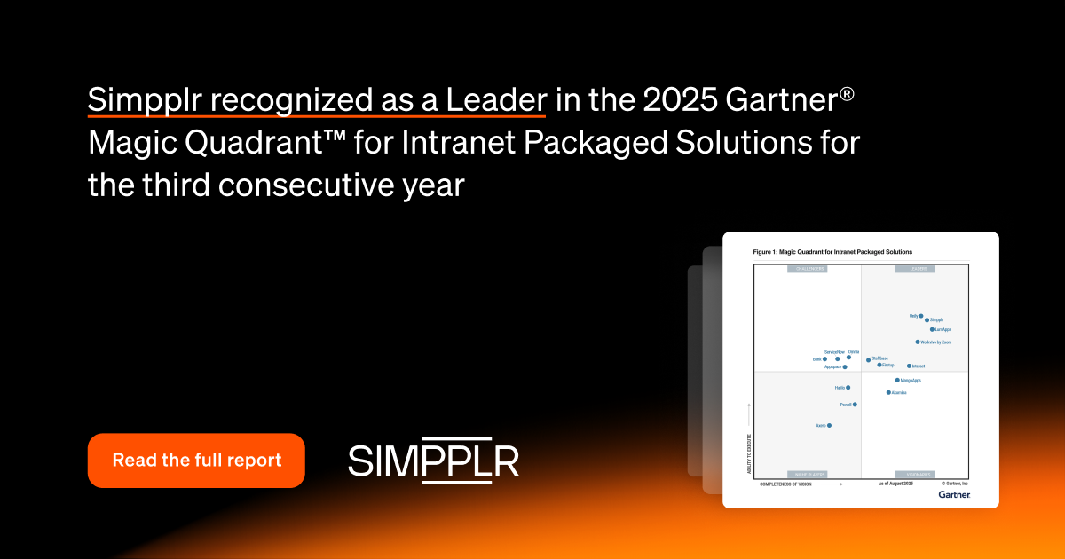 Simpplr is a 3X Gartner MQ Leader