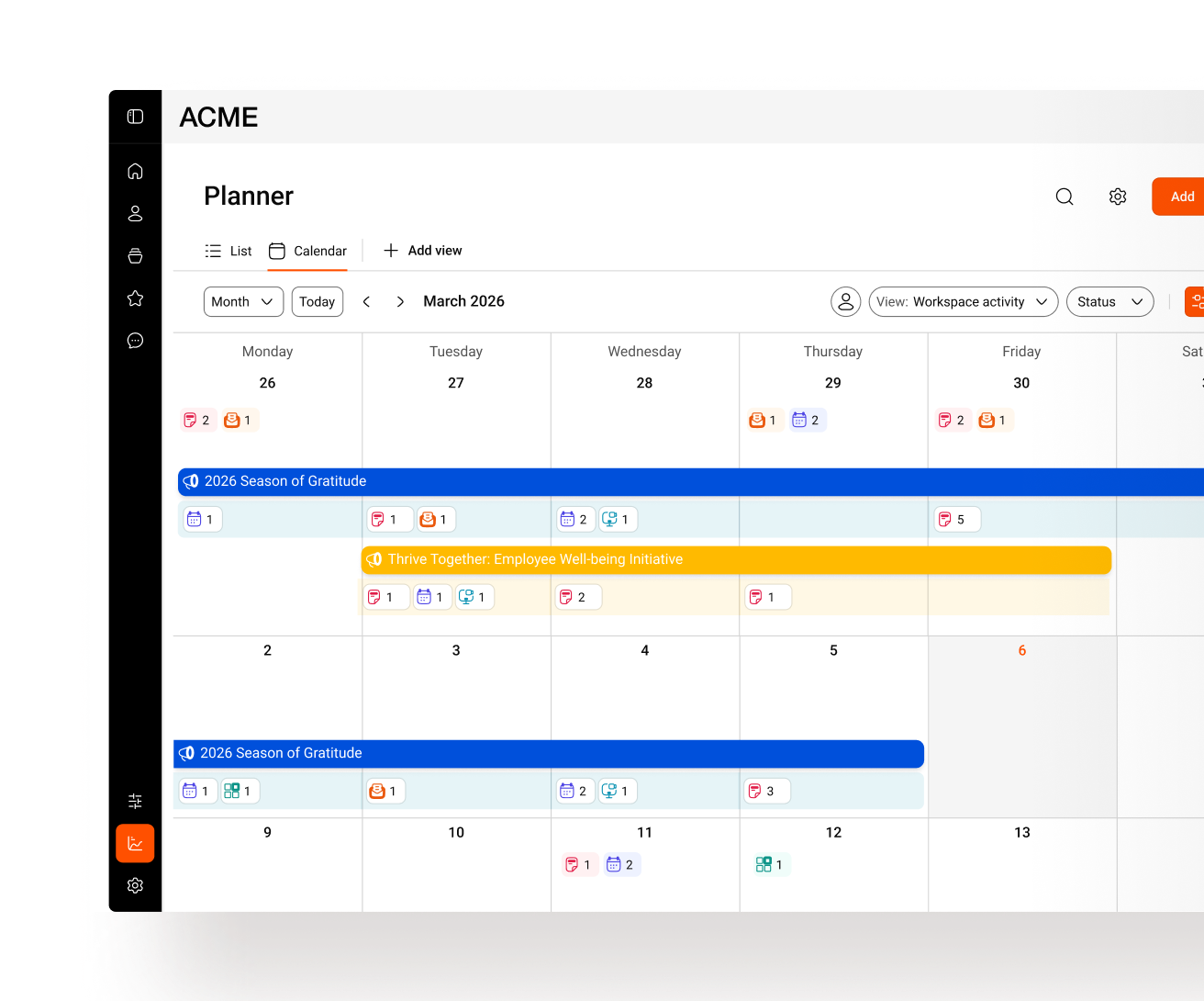 Comms AI helps coordinate campaigns with calendar planner dashboard
