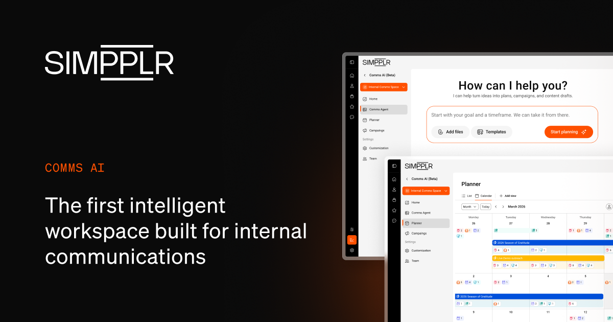 Simpplr launches Comms AI: A purpose-built workspace where campaigns get planned, crafted, approved, and delivered.