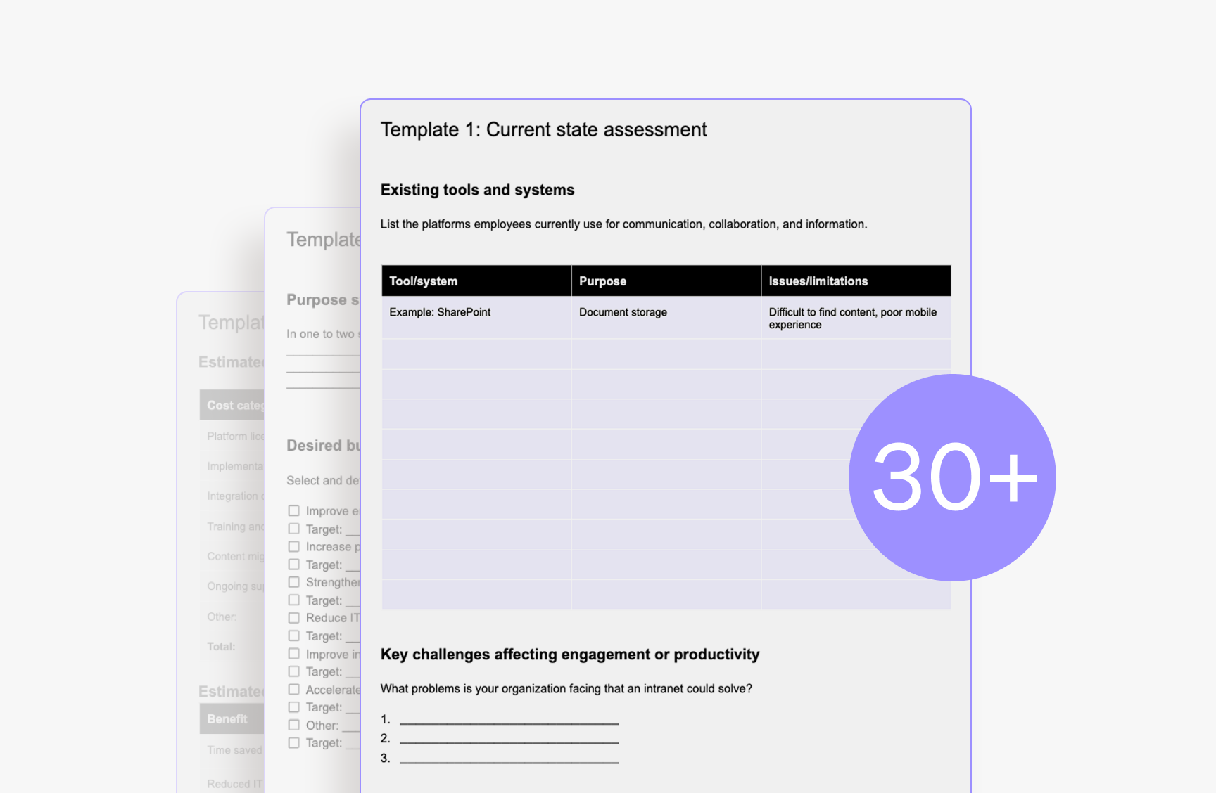 30+ intranet project templates including charters, governance frameworks and go-live checklists for successful launch.
