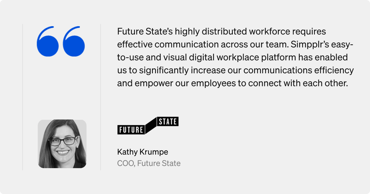 Simpplr customer testimonial: Kathy Krumpe, COO, Future State