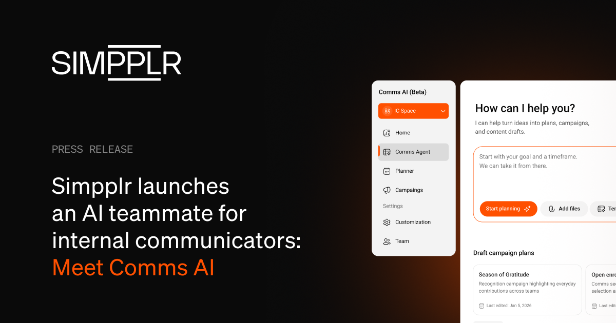 Simpplr Launches Comms AI for Internal Communications Teams