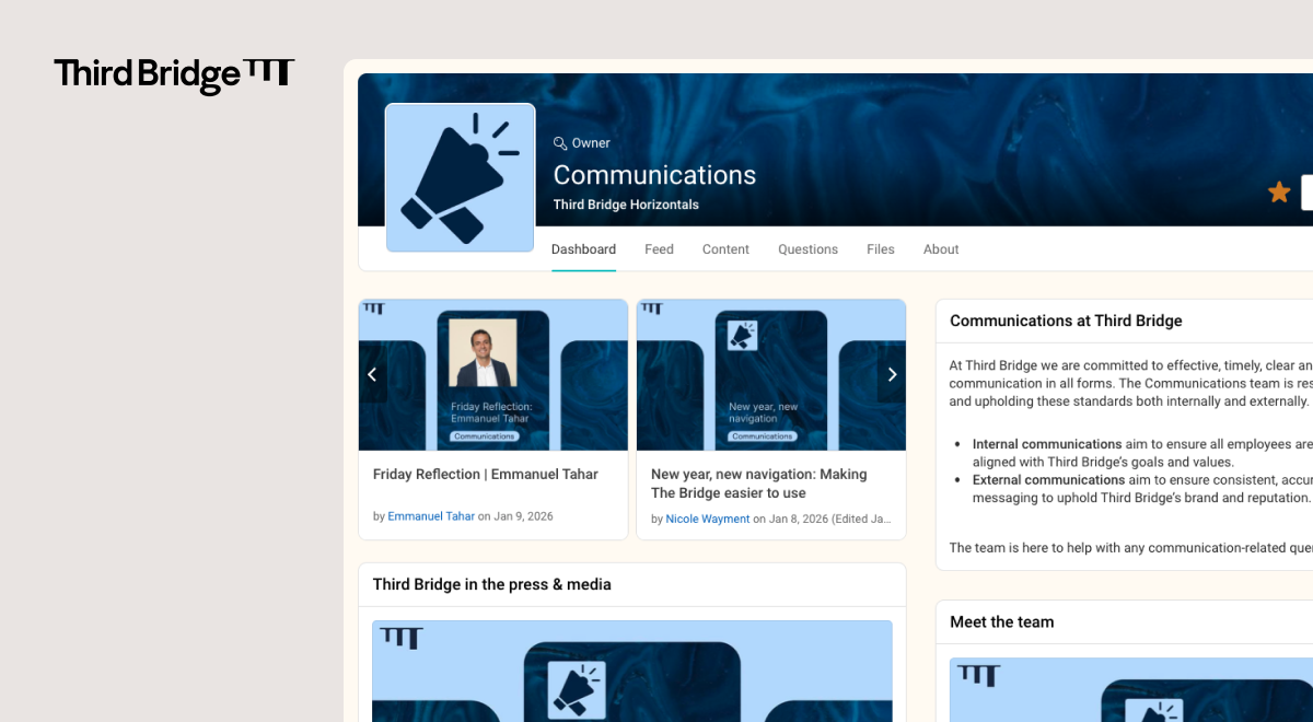 2026 Simpplr best branding intranet winner: Third Bridge