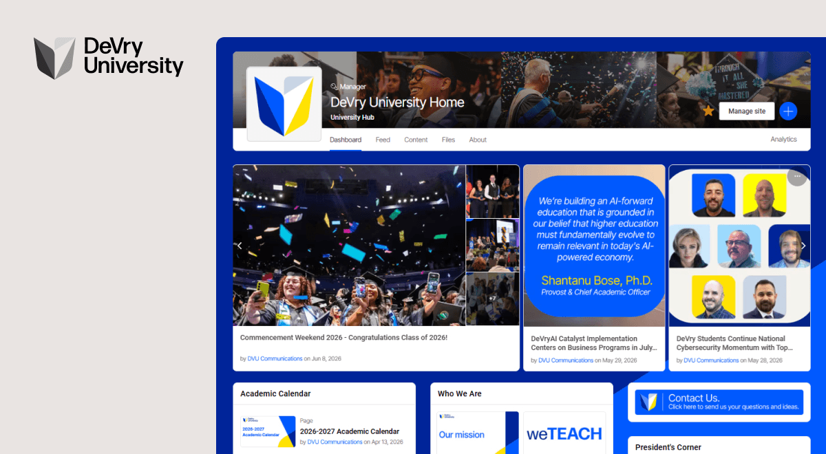 2026 Simpplr best intranet launch winner: DeVry University