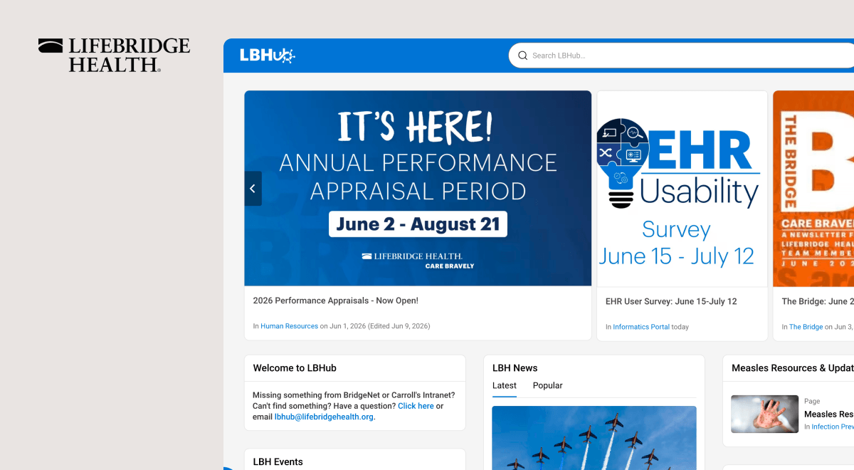 2026 Simpplr best intranet launch winner: LifeBridge Health