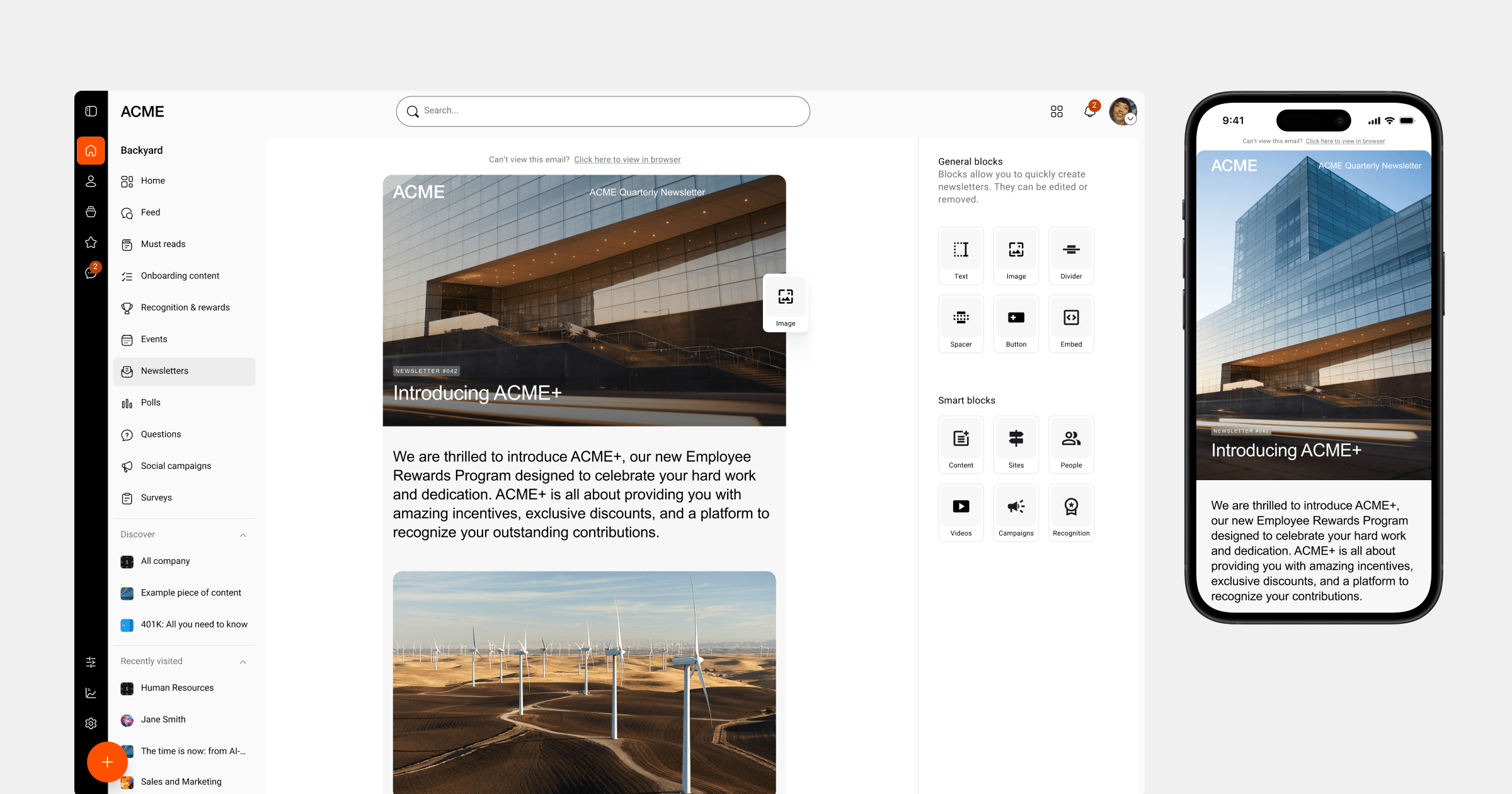 Employee newsletter - Simpplr intranet desktop newsletter & mobile intranet newsletter