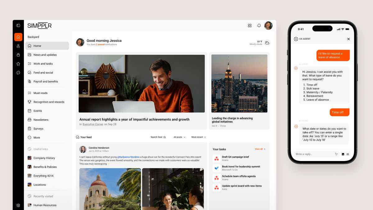 Simpplr landing page personalized for everyone