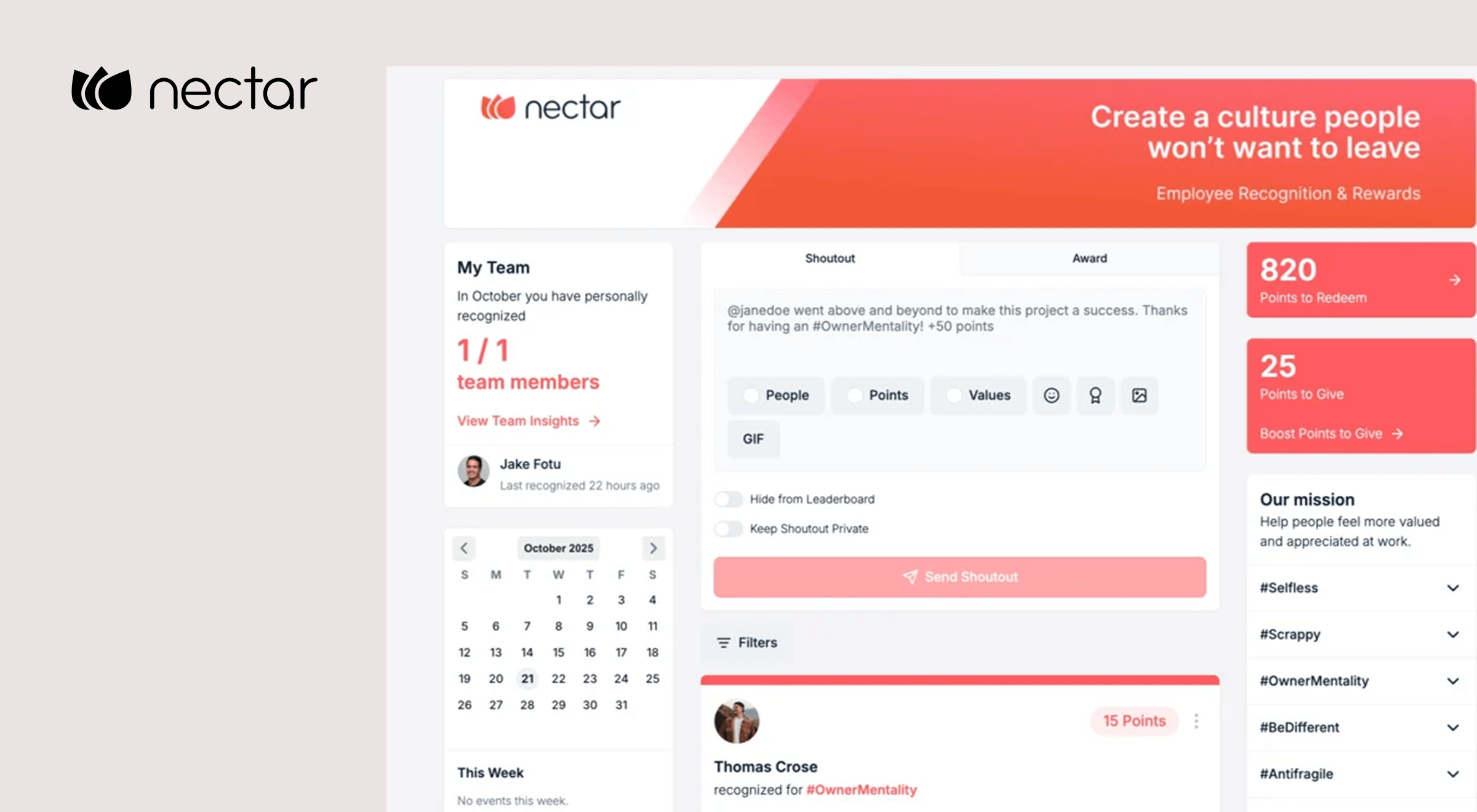 Nectar dashboard