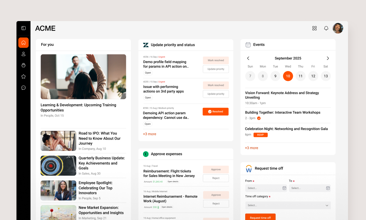 Simpplr App Tiles allow you to integrate frequently used tools with minimal IT effort